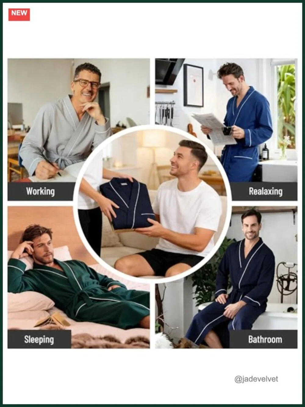 Men's 100% Cotton Lightweight Kimono Robe with Pockets